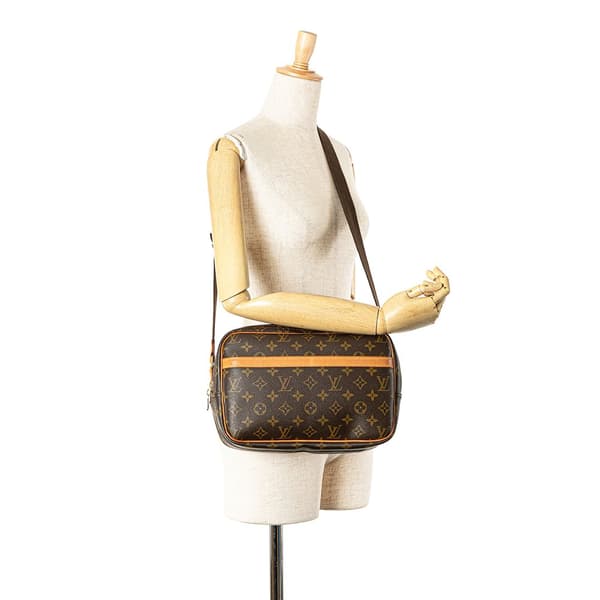 Pre-owned Louis Vuitton Monogram Reporter PM Brown