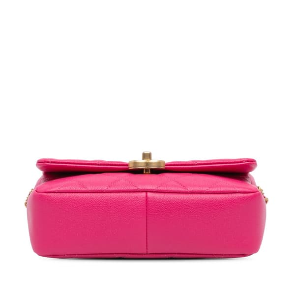 Pre-owned Chanel Small Quilted Caviar Chain Melody Flap Pink