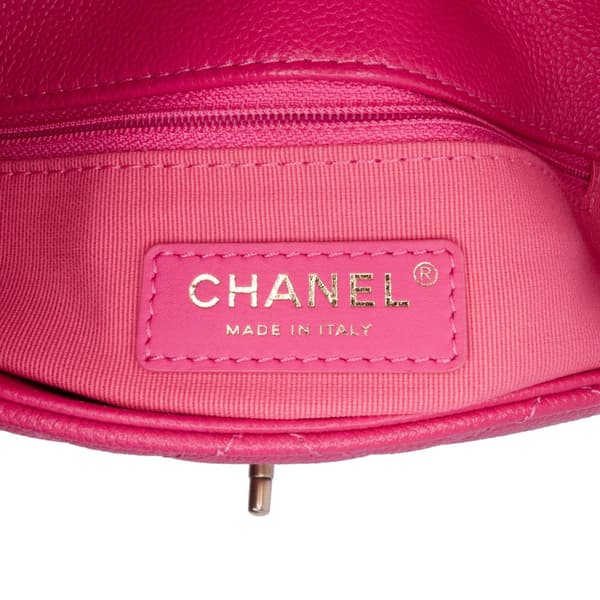 Pre-owned Chanel Small Quilted Caviar Chain Melody Flap Pink