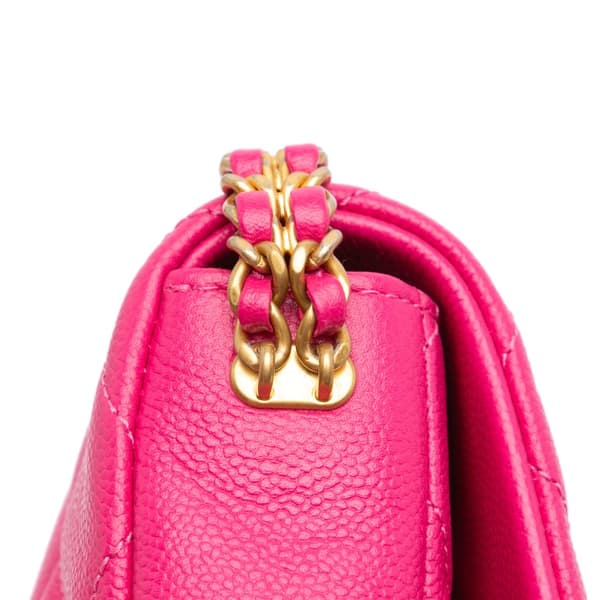 Pre-owned Chanel Small Quilted Caviar Chain Melody Flap Pink
