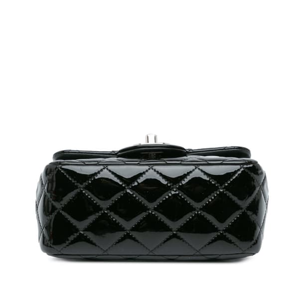Pre-owned Chanel Mini Square Classic Patent Single Flap Black