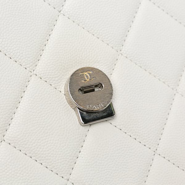 Pre-owned Chanel Medium Quilted Caviar My Everything Flap White