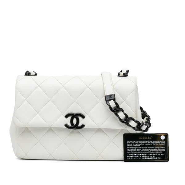 Pre-owned Chanel Medium Quilted Caviar My Everything Flap White