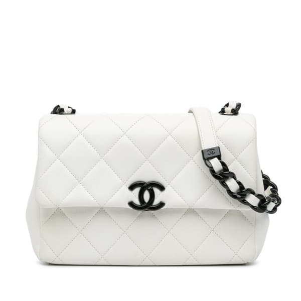 Pre-owned Chanel Medium Quilted Caviar My Everything Flap White