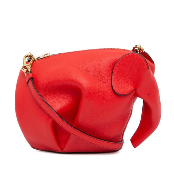 Pre-owned LOEWE Mini Leather Elephant Crossbody Red