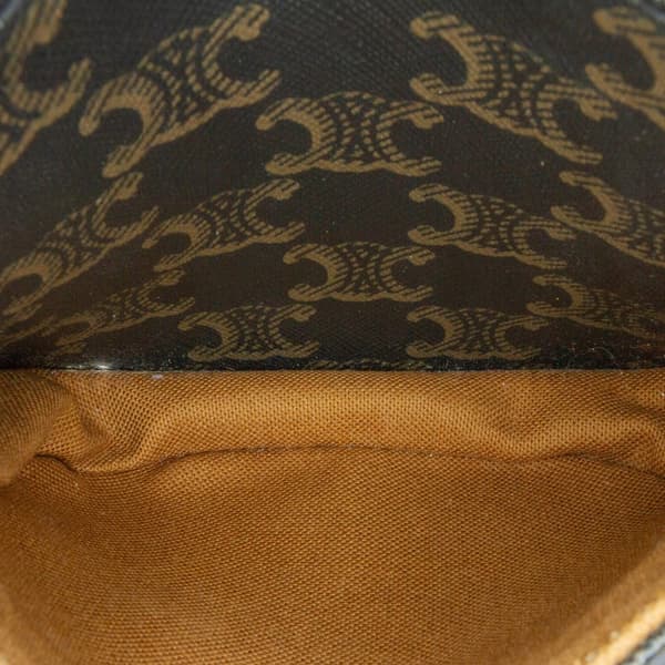 Pre-owned Celine Medium Triomphe Coated Canvas Folco Crossbody Brown