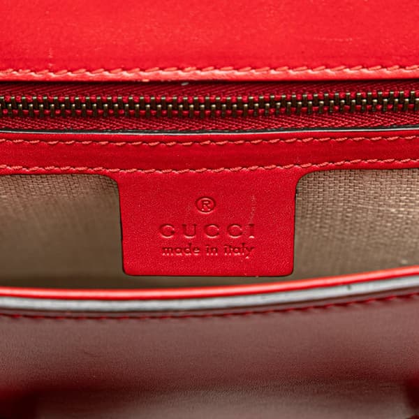 Pre-owned Gucci Medium Leather Lady Web Crossbody Red