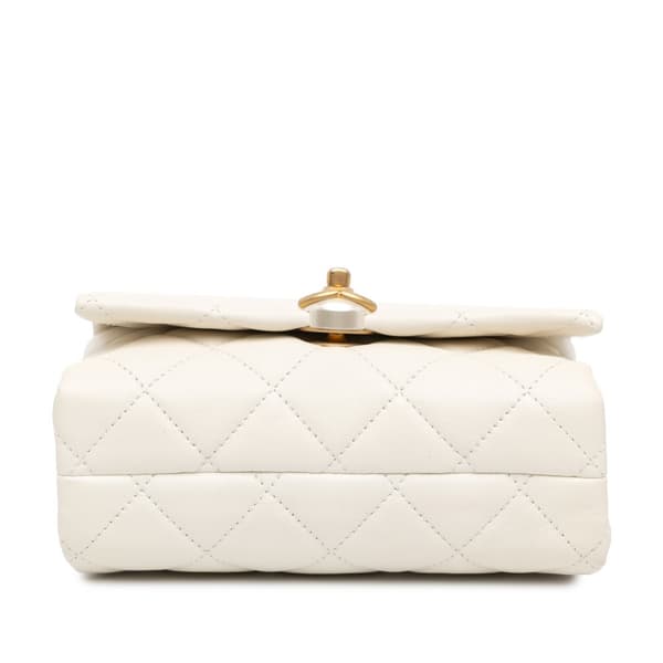 Pre-owned Chanel Mini Quilted Calfskin Pearl CC Accordion Flap White