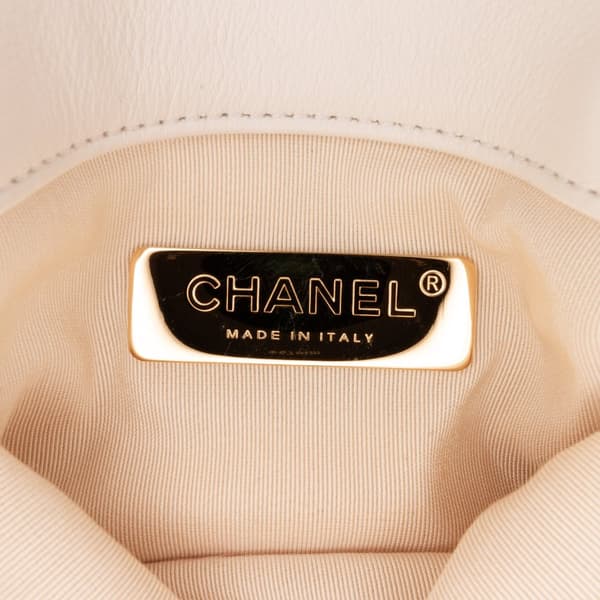 Pre-owned Chanel Mini Quilted Calfskin Pearl CC Accordion Flap White