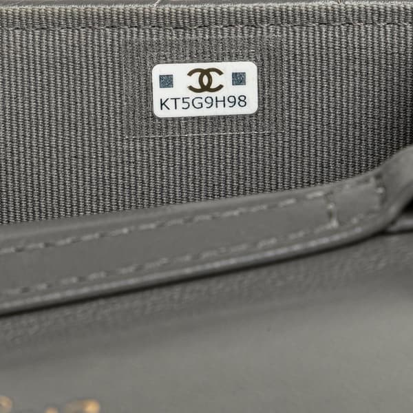Pre-owned Chanel Lambskin 19 Flap Coin Purse With Chain Gray