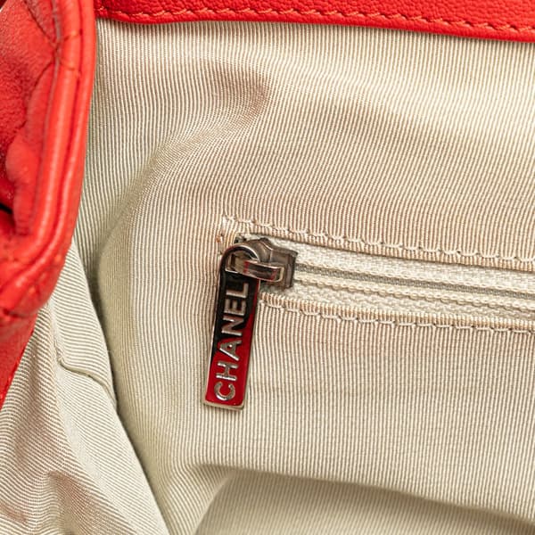 Pre-owned Chanel Large Quilted Lambskin Chain Around Flap Red