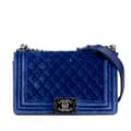 Pikkukuva 1 / 10: Pre-owned Chanel Old Medium Quilted Velvet Boy Flap Blue