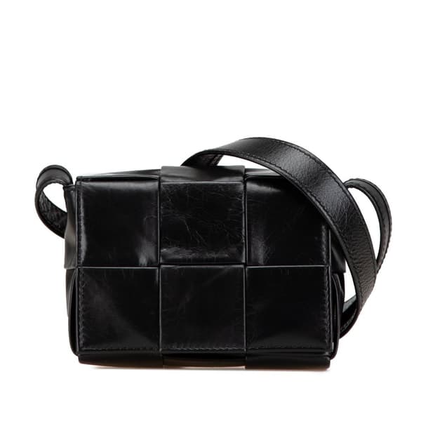 Pre-owned Bottega Veneta Candy Nappa Intrecciato Cassette Crossbody Black