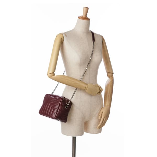 Pre-owned Saint Laurent Small Calfskin Loulou Bowling Bag Red