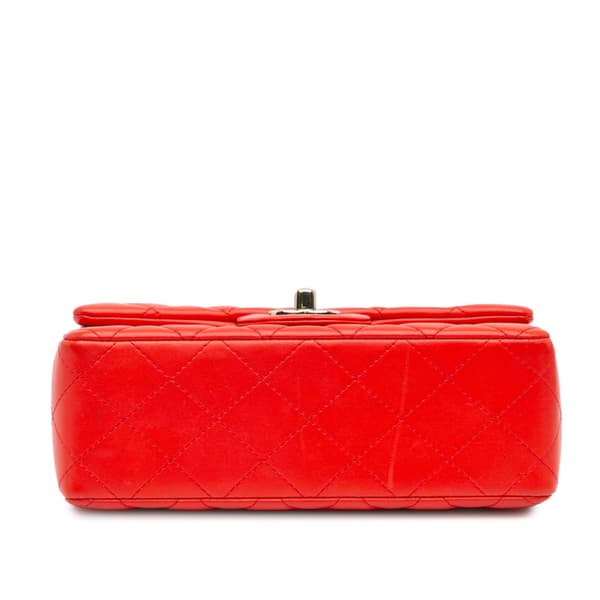 Pre-owned Chanel Mini Rectangular Classic Lambskin Single Flap Red
