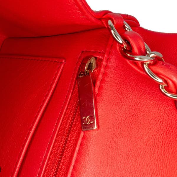 Pre-owned Chanel Mini Rectangular Classic Lambskin Single Flap Red