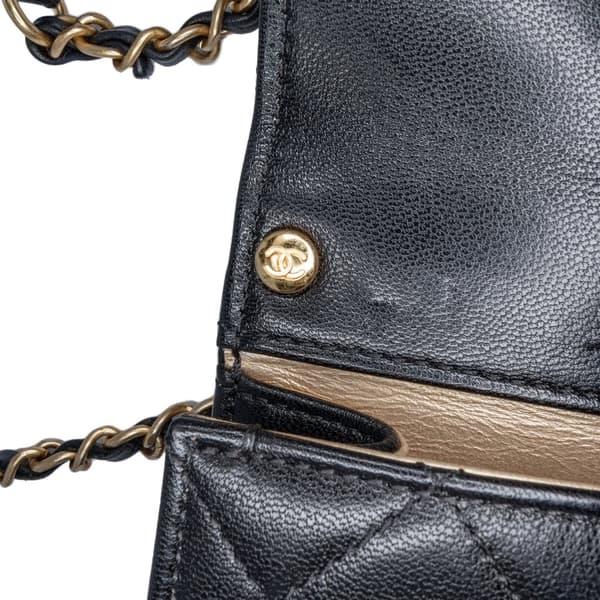 Pre-owned Chanel Quilted Goatskin Chic Pearls Flap Black