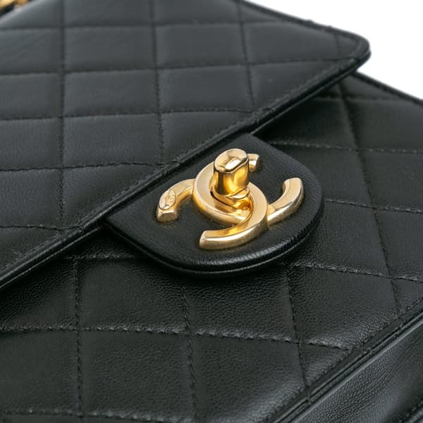 Pre-owned Chanel Quilted Goatskin Chic Pearls Flap Black