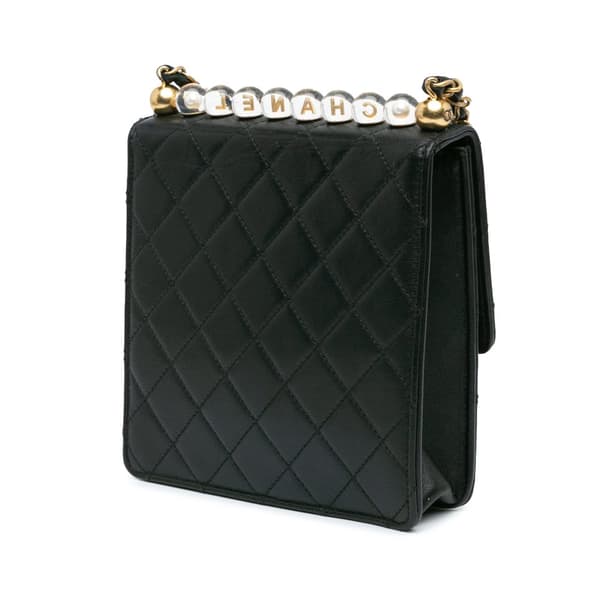 Pre-owned Chanel Quilted Goatskin Chic Pearls Flap Black