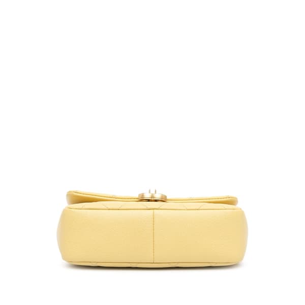Pre-owned Chanel Small Quilted Caviar Chain Melody Flap Yellow