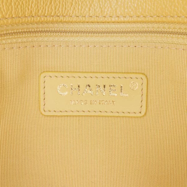 Pre-owned Chanel Small Quilted Caviar Chain Melody Flap Yellow
