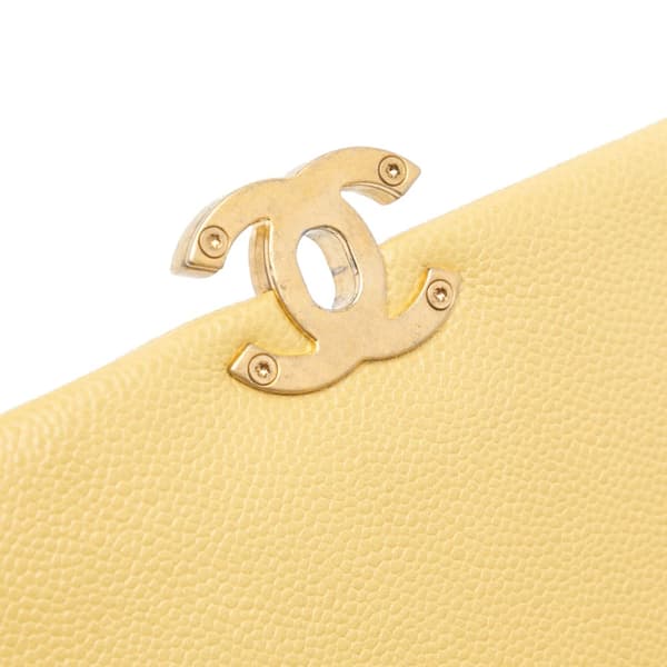 Pre-owned Chanel Small Quilted Caviar Chain Melody Flap Yellow