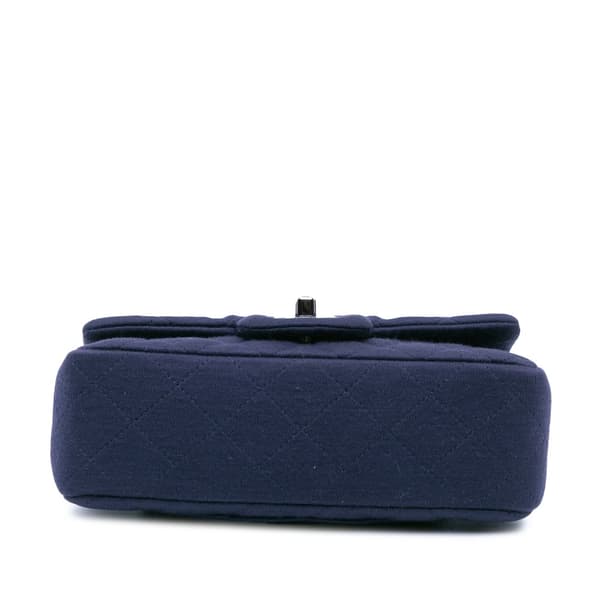 Pre-owned Chanel Mini Rectangular Classic Jersey Single Flap Blue