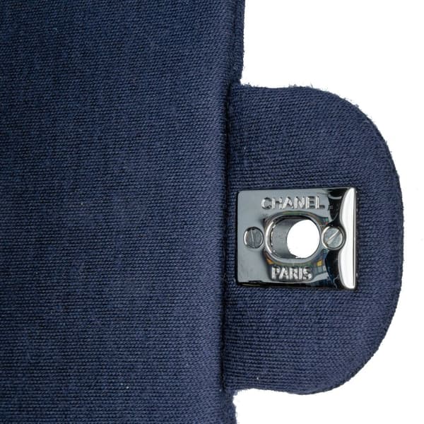 Pre-owned Chanel Mini Rectangular Classic Jersey Single Flap Blue