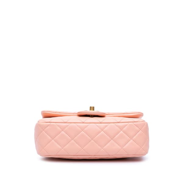 Pre-owned Chanel Mini Rectangular Lambskin Pearl Crush Flap Pink