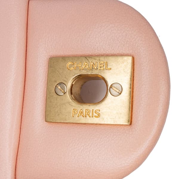 Pre-owned Chanel Mini Rectangular Lambskin Pearl Crush Flap Pink