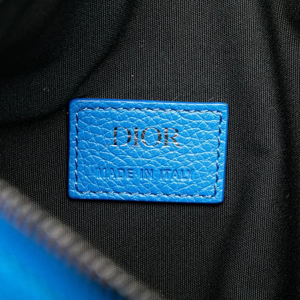 Pre-owned Dior Leather Saddle Crossbody Blue