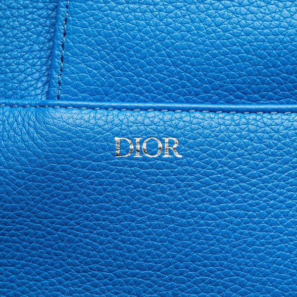 Pre-owned Dior Leather Saddle Crossbody Blue