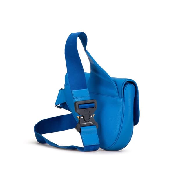 Pre-owned Dior Leather Saddle Crossbody Blue