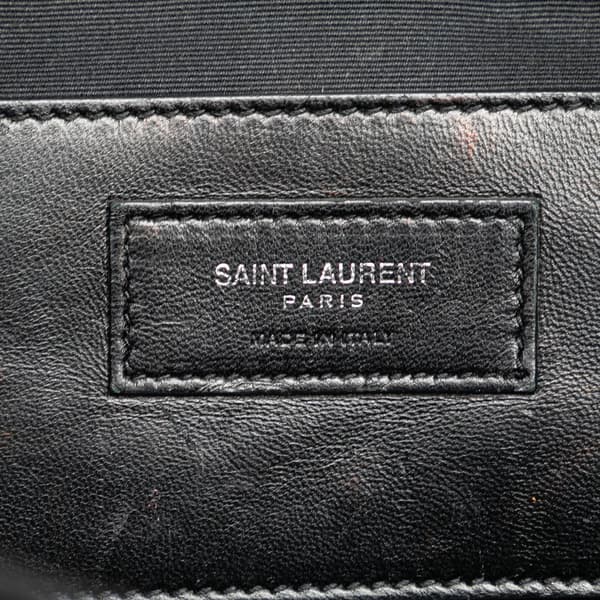 Pre-owned Saint Laurent Medium Monogram Heart Patchwork Chain Wallet Black
