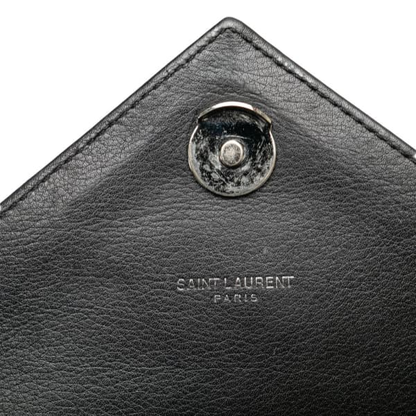 Pre-owned Saint Laurent Medium Monogram Heart Patchwork Chain Wallet Black