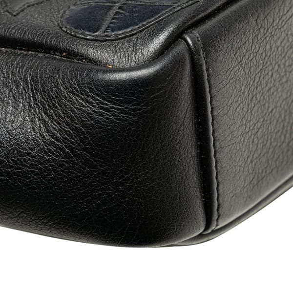 Pre-owned Saint Laurent Medium Monogram Heart Patchwork Chain Wallet Black