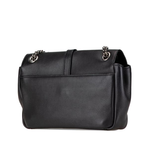 Pre-owned Saint Laurent Medium Monogram Heart Patchwork Chain Wallet Black