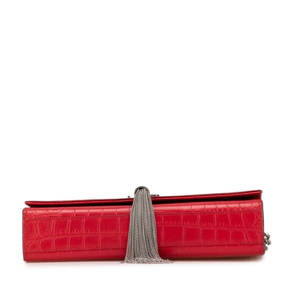 Pre-owned Saint Laurent Medium Embossed Kate Tassel Crossbody Red