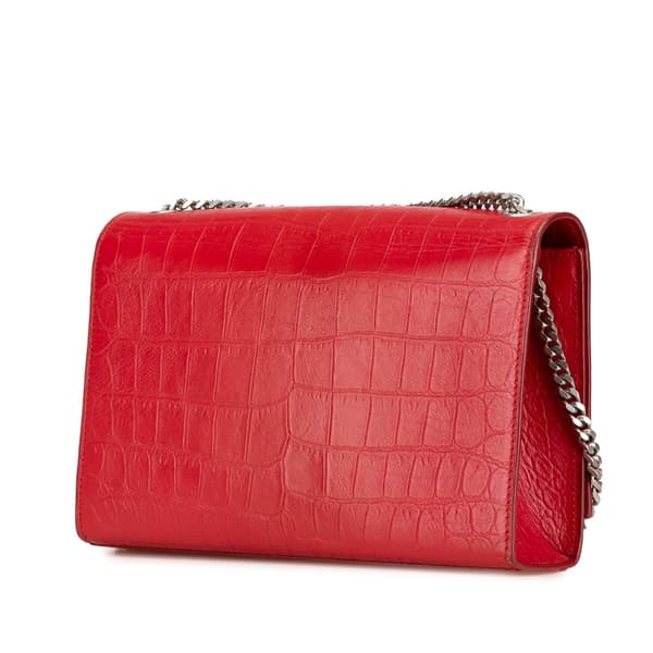 Pre-owned Saint Laurent Medium Embossed Kate Tassel Crossbody Red