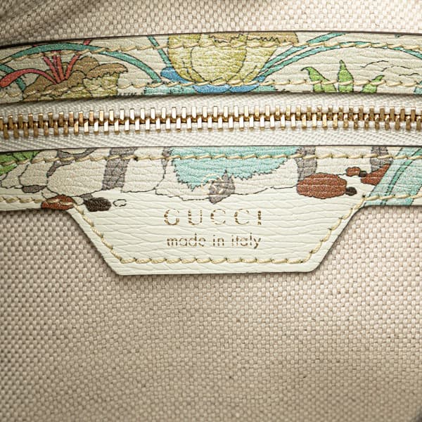 Pre-owned Gucci Yuko Higuchi Small Calfskin Floral Print Jackie 1961 White