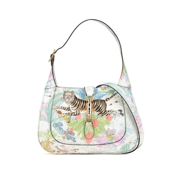 Pre-owned Gucci Yuko Higuchi Small Calfskin Floral Print Jackie 1961 White