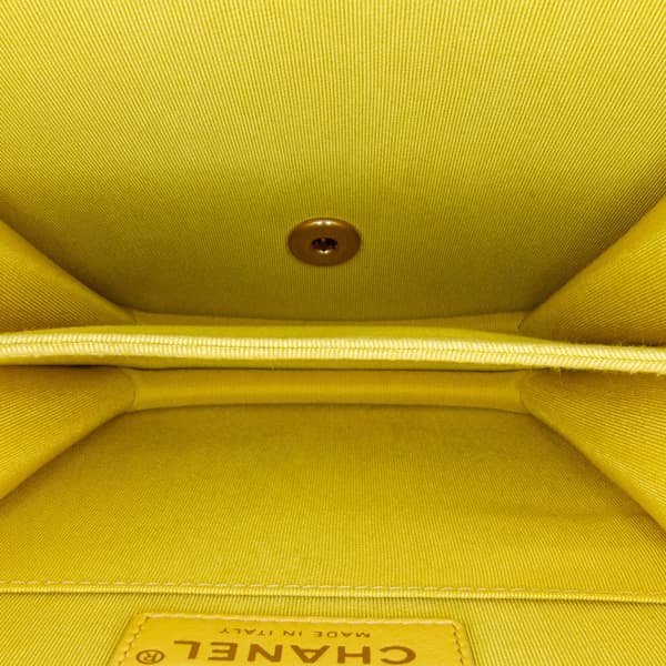 Pre-owned Chanel Quilted Lambskin North South Boy Flap Yellow