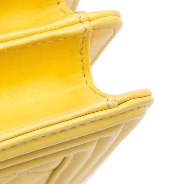 Pre-owned Chanel Quilted Lambskin North South Boy Flap Yellow
