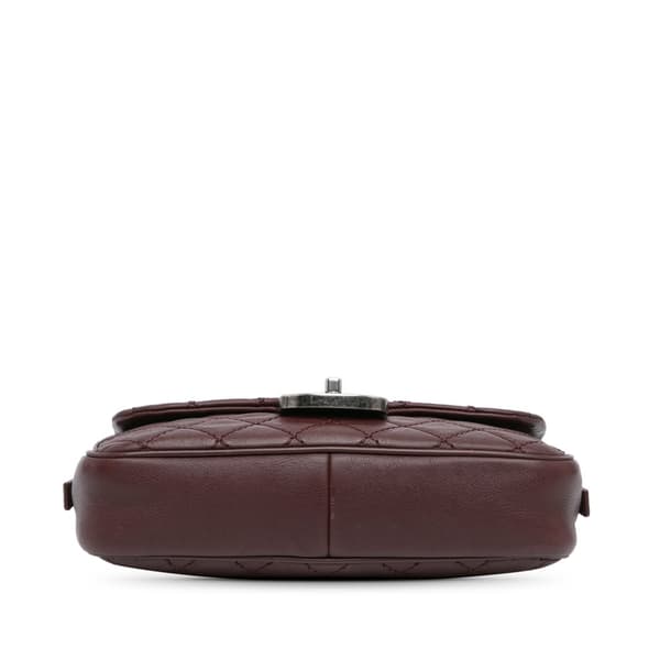 Pre-owned Chanel Paris Edinburgh Medium Calfskin Coco Sporran Flap Red