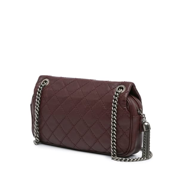 Pre-owned Chanel Paris Edinburgh Medium Calfskin Coco Sporran Flap Red