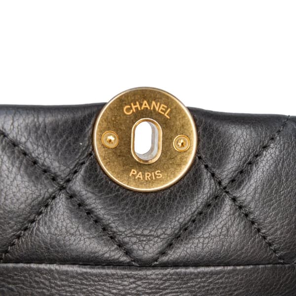 Pre-owned Chanel Mini Quilted Calfskin Pearl CC Accordion Flap Black