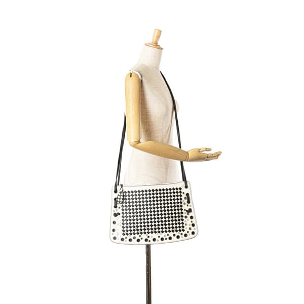 Pre-owned Bottega Veneta Nappa Intrecciato Check Grommet Palio Crossbody White