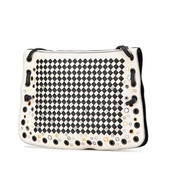 Pre-owned Bottega Veneta Nappa Intrecciato Check Grommet Palio Crossbody White