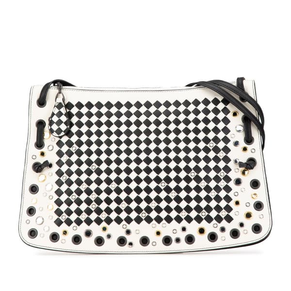 Pre-owned Bottega Veneta Nappa Intrecciato Check Grommet Palio Crossbody White