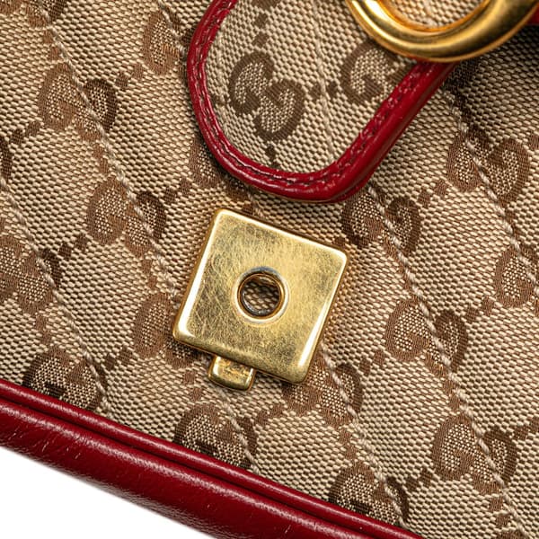 Pre-owned Gucci Mini GG Marmont Matelasse Canvas Flap Crossbody Brown
